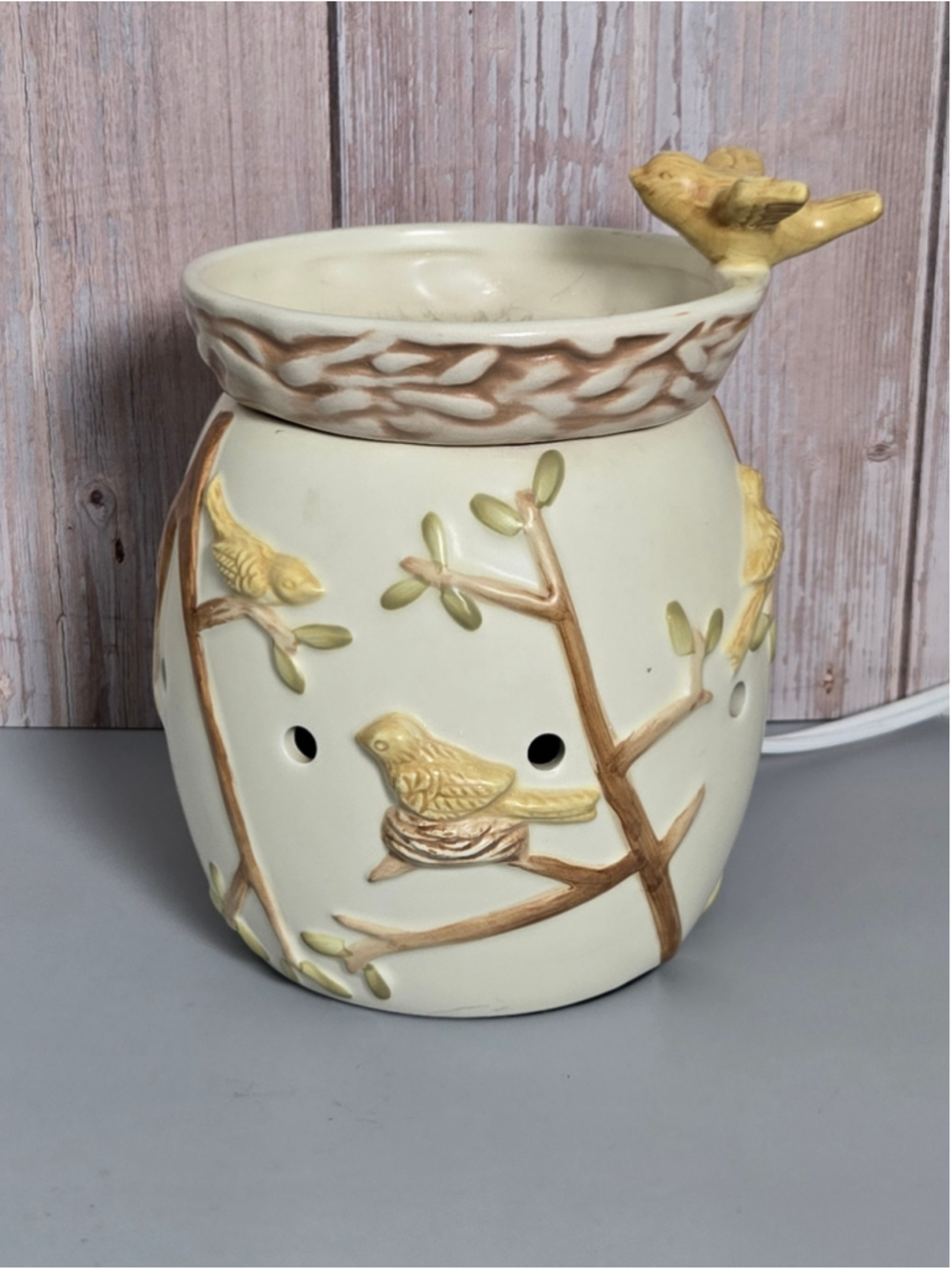 Scentsy Nature's Haven Warmer Birds Branches Retired Ceramic Wax Warmer